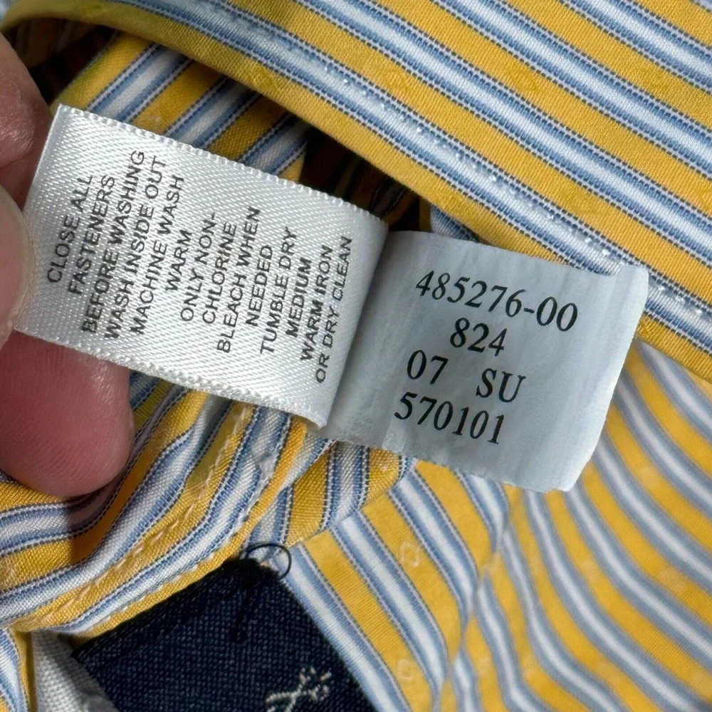 Banana Republic Pearl‎ Snap Shirt Mens Medium Slim Fit Yellow Stripes Comfort